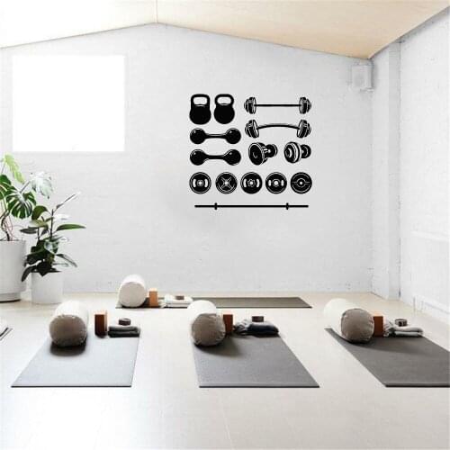 Fitness Equipment Tool Wall Sticker For Gym Fitness Wall Decal Revocable Home Decor Vinyl Art Mural ph819