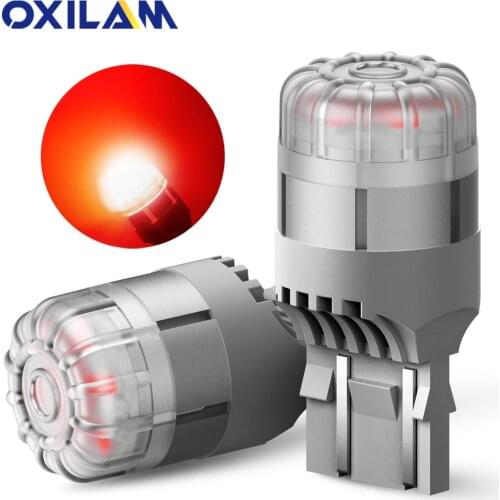 OXILAM 2Pcs Red T20 7443 W21/5W LED T25 3157 LED Bulb Car Stop Rear Tail Brake Auto Signal Lamp 3020SMD 9 LED 12V Mini Size