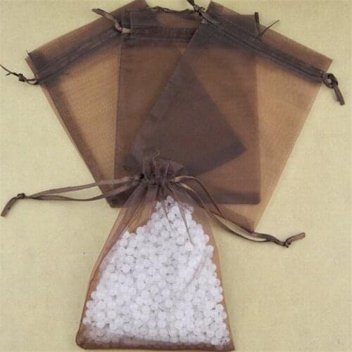 Wholesale 100pcs 13x18cm Organza gift bags Coffee color Drawable Organza Bags Wedding Christmas Gift Bags free shipping