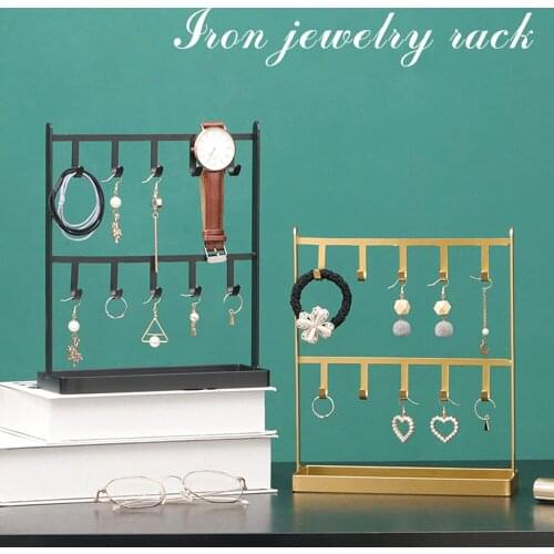 1pc New Earrings Pendant Display Stell Stand For Bracelets Jewelry Holder With Hooks Rack Home Decor