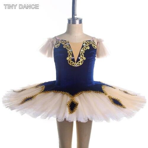 Professional Tutu Navy Blue Velvet Leotard Bodice with Stiff Tulle Platter Tutu for Girls & Women Stage Performance Tutus BLL413