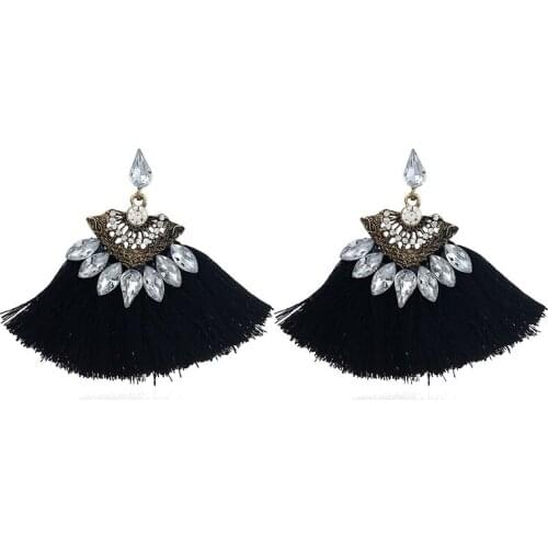 SUMENG 2021 NEW Bohemia Dangle Drop Earrings Women Accessories Fan Shaped Cotton Handmade Tassels Fringed Earring Ethnic Jewelry