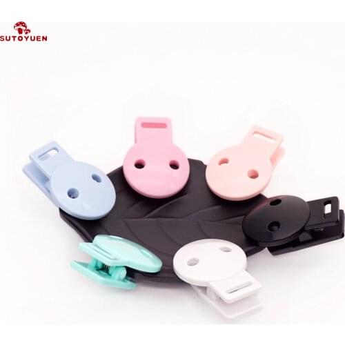 Sutoyuen 50pcs Baby Round Head Pacifier Clips Infant Safe Dummy Soother Clip DIY Plastic Pacifier Holder Teether Accessories