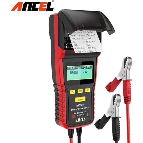 ANCEL BST500 Car Automotive Battery Load Tester 12V 24V Car Cranking Charging System Analyzer 100-2000CCA Scan Tool With Printer