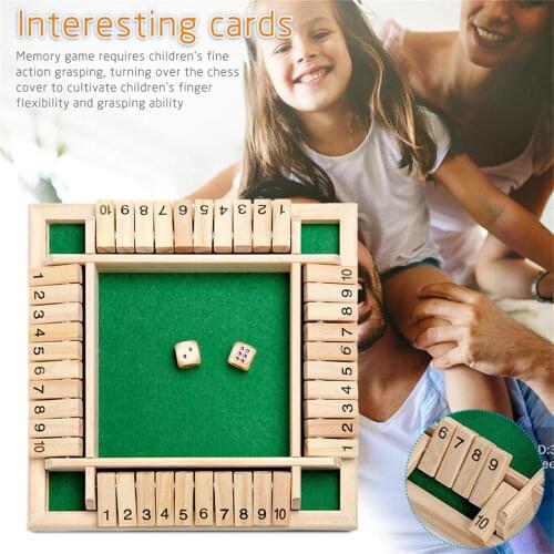 Traditional Four Sided Wooden 10 Number Pub Bar Board Dice Game For Shut the Box Family Travel Fun Game Set Family Fun Games