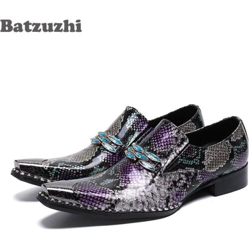 Batzuzhi Formal Shoes Men Pointed Toe Leather Dress Shoes Slip on Leather Business Men Shoes Zapatos Hombre Party Footwear