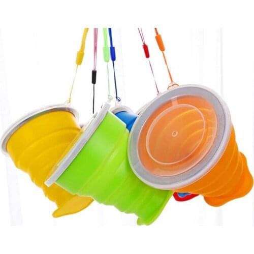 Outdoor portable folding cup Multifunctional creative expansion silicone folding cover Environmental silica gel Flexible texture