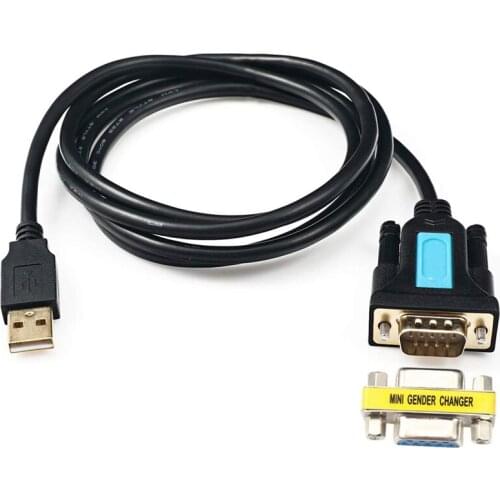 USB 2.0 to RS232 Male Cable (PL2303 Chip) with RS232 Female Adapter for Mac OS for Linux for Windows XP/Vista/7/8/10,2M