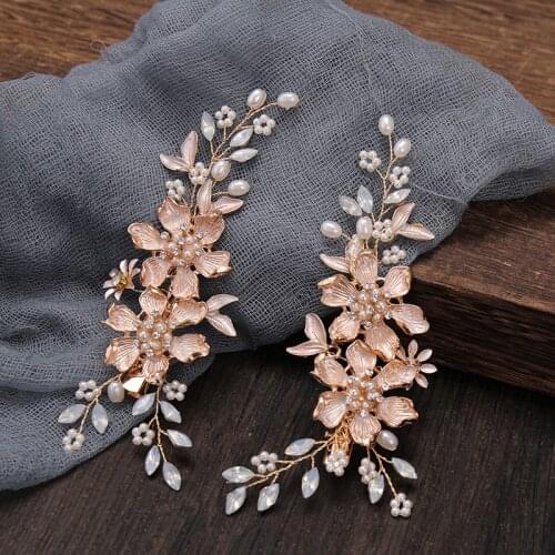 2Pcs/Set Gold Color Leaf Pearl Hair Clips Women Hair Jewelry Wedding Hair Accessories Headpiece Bridal Hair Clip Ornament Gift
