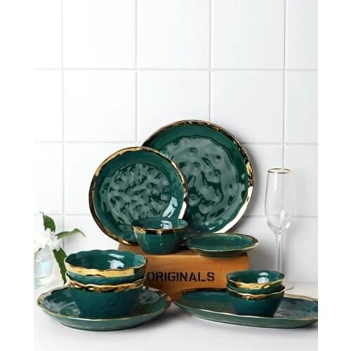 Tableware Green Phnom Tableware 6/8/10 Inch Ceramic Dinner Plate Steak Dish Porcelain Dessert Plate Dinnerware Cake Plate