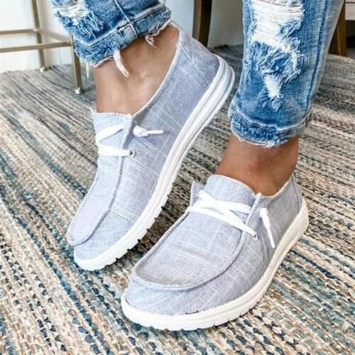 Women Autumn Flats Fashion Vulcanize Non-Slip Solid Summer Sneakers Lace Up Casual Slip On Round Toe Outdoor Walking Shoes