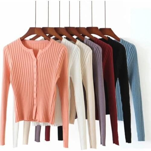 Women soft slim mini sweater 2020 fashin ladies full sleeve single breasted thin summer sweaters chic female sweet style