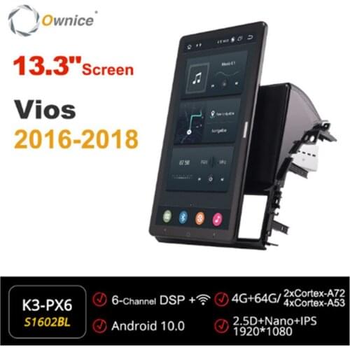 13.3 Inch 1920*1080 Ownice Android 10.0 Car Radio forToyota Vios XP150 2013-2020 Auto GPS Player head Unit Auto Rotatable