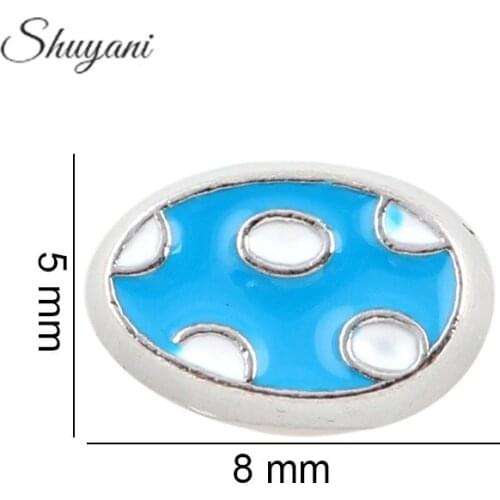 F213 DIY Zinc Alloy Blue Colors Floating Locket Charms For Glass Living Locket 5*8mm