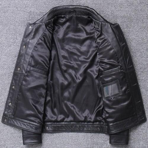 2020 Black Men American Casual Style Jacket Plus Size XXXXXL Genuine Cowhide Russian Spring Natural Leather Coat