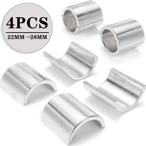 4pcs 1 1/8" 22mm to 7/8" 28mm Dirt Bike Handle Bar Clamp Adapters Handlebar Riser Spacers Conversion Shims Reducer Shells