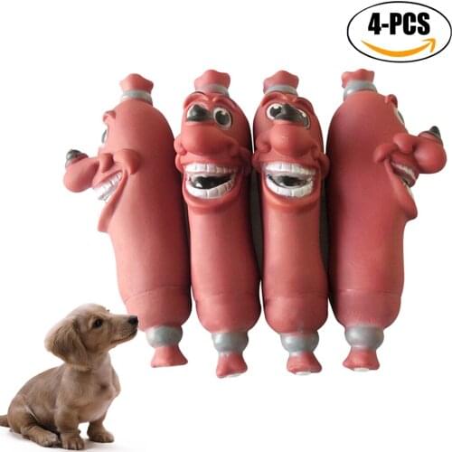 4PCS Pet Squeaky Toy Bite Resistant Sausage Interactive Pet Chew Toy Sound Toy Dog Play Toy