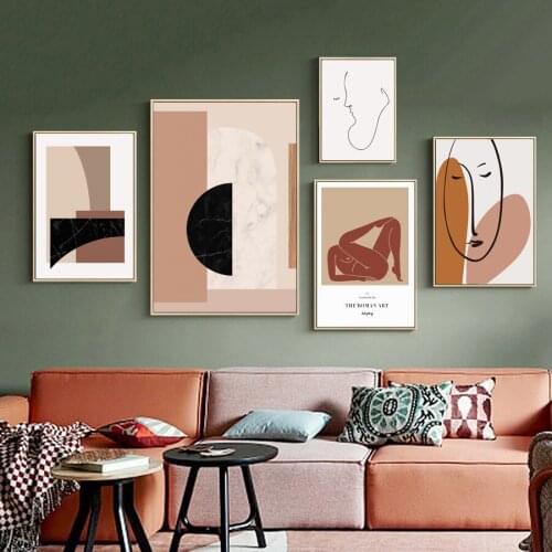 Abstract geometric Marble texture Line nude Nordic Posters And Print Wall Art Canvas Painting Wall Pictures Living Room Decor