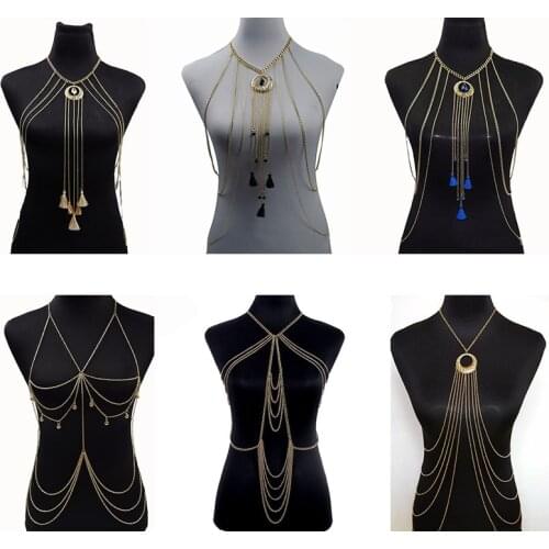 Body Jewelry Sexy Chest Chain Bikini Belly Chains for Women Cross Waist Chains Female Girl Fashion Beach Simple Luxury Sweater