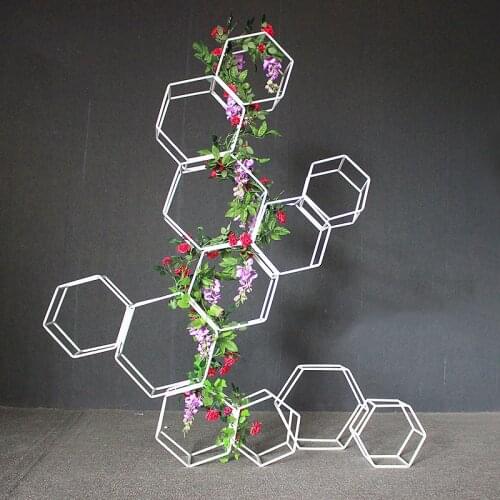 Wedding Party Backdrops DIY Metal Props Geometric Iron Frame Flower Rack Stage Arch Table Centerpieces Ornaments Decoration