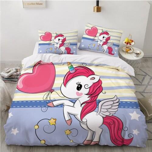 Kids Bedding Set for baby cartoon duvet cover set for home bed linen bedclothes family sets Euro 4 piece Rainbow unicorn