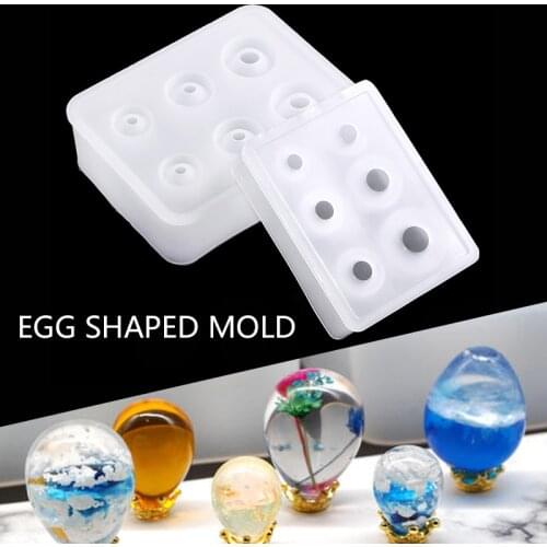 New 3/6 DIY Crystal Drop Gel Egg Ball Shape Mould Elliptical Egg Pendant Mold Silicone Transparent Jewely Resin Craft Ornament