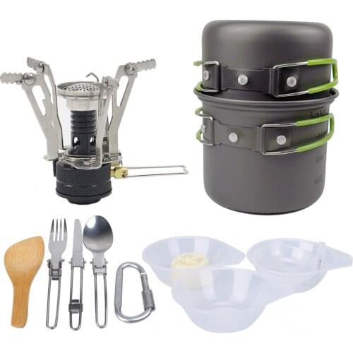 Aluminum Alloy Pot Foldable Stove Stainless Steel Cutlery Outdoor Picnic