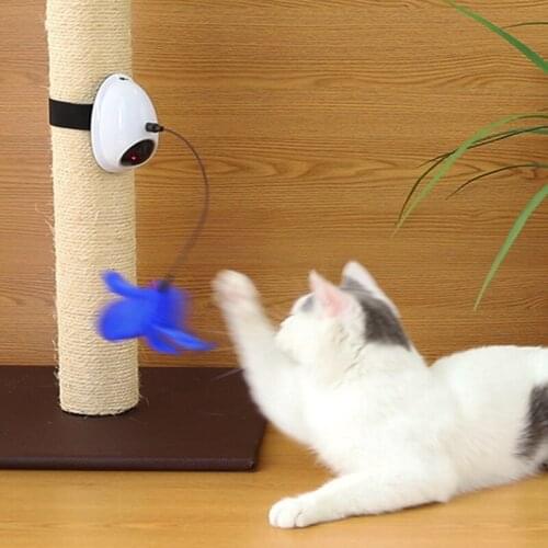 Cat Interactive tumbler Ball Degree Self Rotating Ball Automatic LED Light Entertainment Exercise Cat Toy With Feather