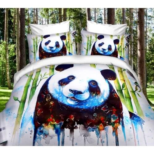 Panda Bedding Set Single Twin Full Queen King Size Animal Tag Lion Wolf Bed Set Childrens Kid Bedroom Duvetcover Sets 012