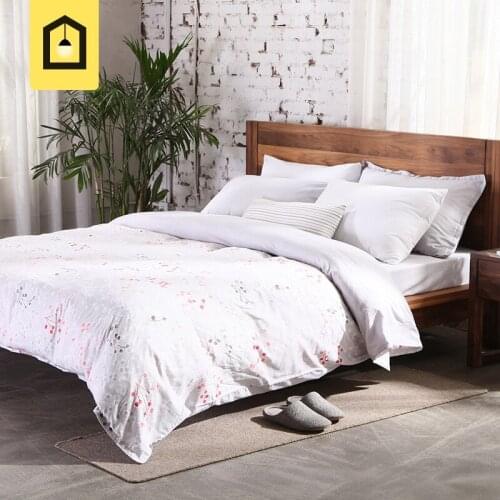 Pastoral Japan Style Floral Print Cotton Linen bedding sets home textile 4pcs Hotel Wedding bed clothes sheet duvet quilt cover