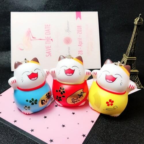 Lovely Cartoon Lucky Cat Keychain For Girl Purse Charms Pendant Animal Key Chain Women Handbag Charms Key Ring Trinket Gift