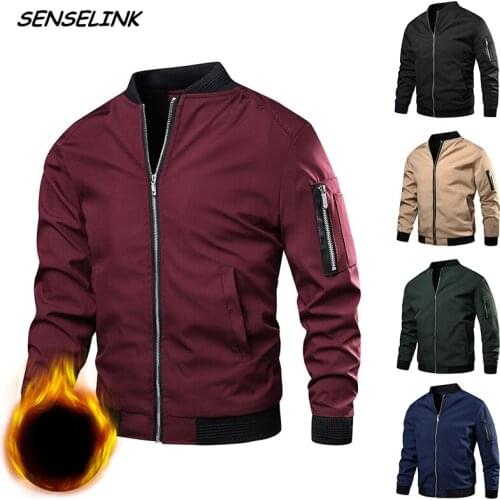 Men 2021 Winter New Classic Fleece Thick Warm Jacket Coat Autumn Bomber Casual Fashion Plue Size Zipper Clothing Jackets Men