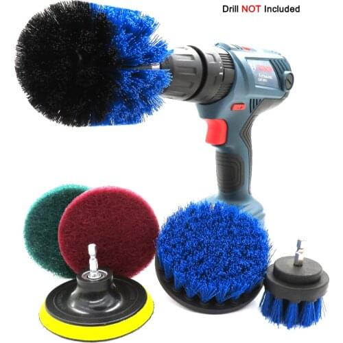 Drill Brush Attachment Set Scrubber Brush Scouring and Scrub Pads All Purpose Cleaner For sofa, kitchen, bathroom etc(6pcs