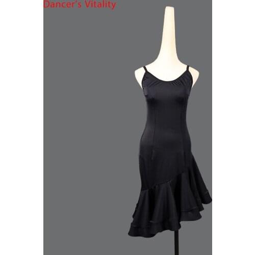 Latin Dance New Competition Skirt Female Adult Sexy Black Dress Professional Practice Training Clothes Custom Children
