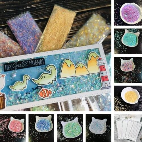 New 30g/opp Romantic Purple Red Pink White Sequins RAINBOW BRIGHT Shake Card Accessories Template DIY Greeting Handmade 2021