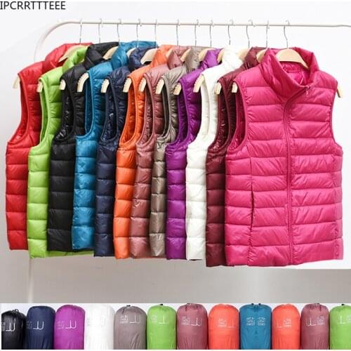 New Women Sleeveless Women Ultra Light Down Vests Slim Jacket Girl Gilet Plus Lightweight Windproof Warm Waistcoat Portable