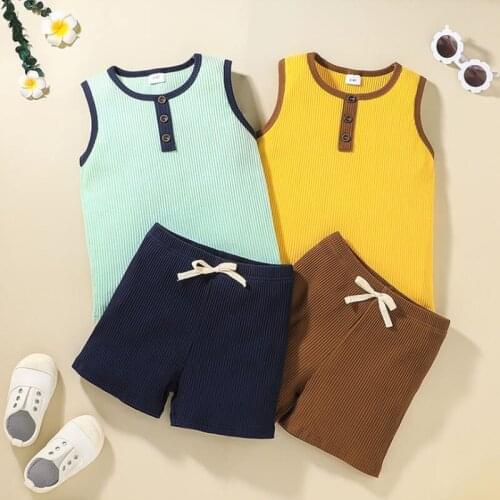 Boys clothes 2021 summer new childrens fashion vest top shorts 2PCS boys suit 2-5 years old childrens clothes