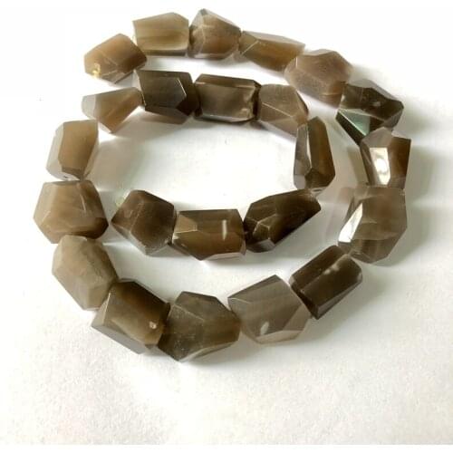 Wholesale 1of 15.5" Full Strand Natural Gray Moonstone Sun stone Faceted Nugget Gem Stone Loose Beads for jewelry diy 12-19mm