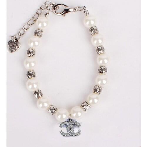 Clear Beads Dogs Necklace With Brand Charm Crystal Cats Necklace Dogs Grooming Jewelry Pets Necklace Pets Jewelry