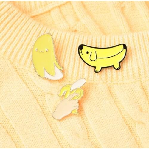 Naughty Cute Cartoon Banana gun banana animal Set brooch unique pin badge enamel backpack lapel pin hat jewelry gifts for friend
