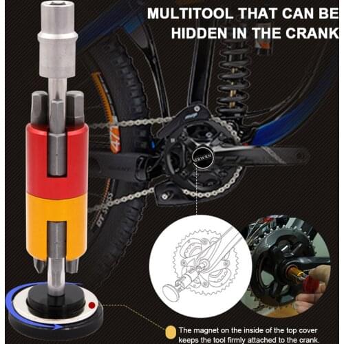 Portable MTB Bike Multitool Road Bike Repair Tool Multi-Function in Crank with Hex Wrench Screwdriver Bits Bicycle Repair Tools