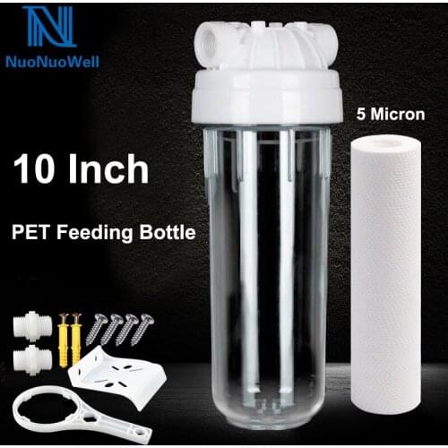 NuoNuoWell Transparent Filter Bucket 10'' Aquafilter Bottle Housing Water Purifier 5 Micron PP Cotton Filtration Kitchen DIY