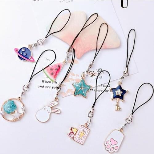 Cute Korean Rabbit Pearl Decor Strap Lanyards for IPhone/Samsung Kawaii Keys Mobile Phone Strap Hanging Rope Smartphone Charm