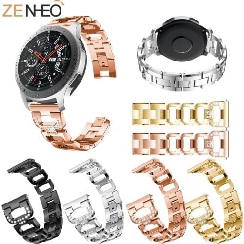 Luxury Stainless steel 22mm smart sports watch band For Samsung Galaxy Watch 46mm watch band Bling Rhinestone Metal Bracelet