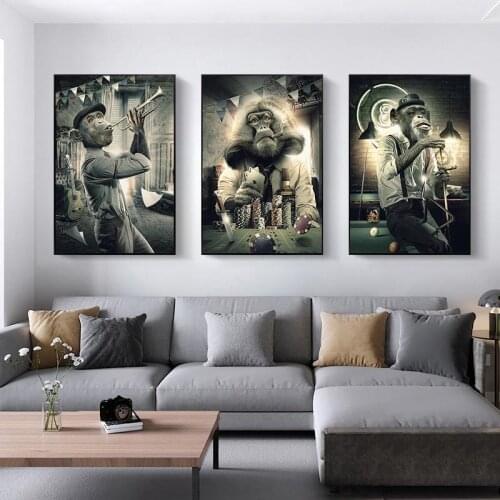 Modern Wall Art Decor Animal Graffiti Art Monkey Canvas Painting Cuadros Wall Art Posters Prints Wall Pictures for Living Room