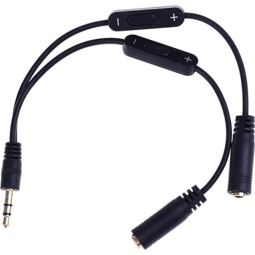 Headphone Splitter 3.5mm Jack Stereo Audio Adapter Male To 2 Female Volume + - Control Earphone Extension Cords Phone Cables