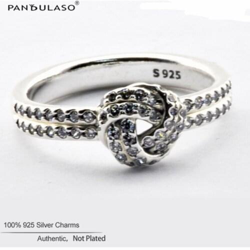 Sparkling Love Knot Ring Sterling Silver Jewelry For Woman DIY Fashion Rings For Jewelry Making Party Rings