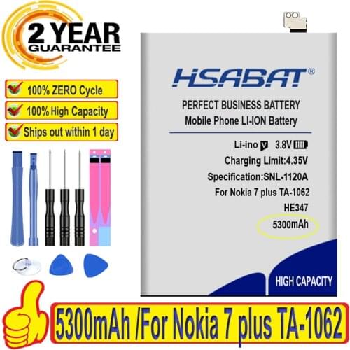 Top Brand 100% New 5300mAh HE347 Battery for Nokia 7 plus TA-1062 TA-1046 TA-1055 N7P N 7P Batteries + free gfit