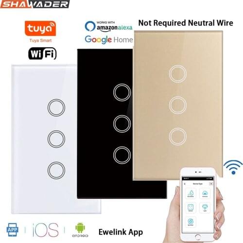Wifi Smart Light Switch Touch Glass Panel US Voice Wireless Remote Control by Ewelink Alexa Google Home No need Neture Line