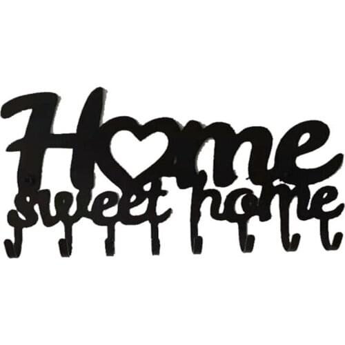 Vintage Key Rack Home Sweet Home Wall Organiser with 8 Hooks Rustic Key Board Hook Home Door Kitchen Hanger Decoration